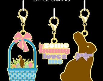 Cathe Holden Zipper Pulls 3ct - Basket Bunny - By Moda Fabrics - In Stock And Ships Today!