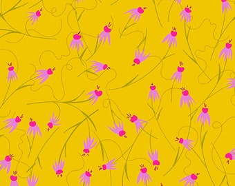 Wildflowers- Sunshine Coneflower - By Alison Glass For Andover Fabrics - Sold By The Yard Cut Continuous - In Stock Ships Today