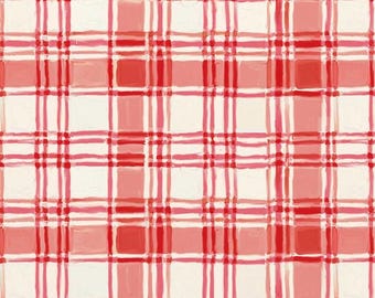 Holly Woods - Carreaux peints corail - par Cathy Walters pour Studio E Fabrics - Vendu au mètre - Expédition aujourd'hui