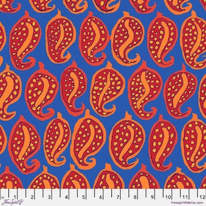Kaffe Collective August 2024 - Blue Pasha Paisley - By Kaffe Fassett For Free Spirit Fabrics - Sold By The Yard - In Stock Ships Today
