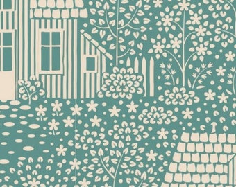 Tilda Hometown - Teal My Neighborhood - by Tilda Fabrics - Sold By The Yard - Ships Today