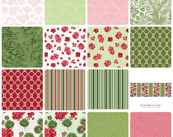 Betty's Geranium - Fat Quarter 16pc/bundle - By Jackie Robinson For Benartex Fabrics - Sold By The Bundle - In Stock And Ships Today