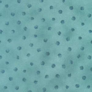 May include: A teal fabric featuring a repeating pattern of dark teal, circular polka dots. The surface has a subtle, mottled texture with varying shades of blue-green, creating a soft, blended appearance across the entire material surface.