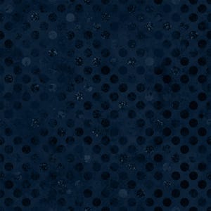 May include: A dark navy blue fabric featuring a repeating pattern of solid dark circles arranged in a grid. The background has a subtle, mottled texture with varying shades of deep blue, creating a layered appearance across the entire surface.