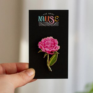 Enamel Pin - Pink Peony - By The Gray Muse  - In Stock And Ships Today!