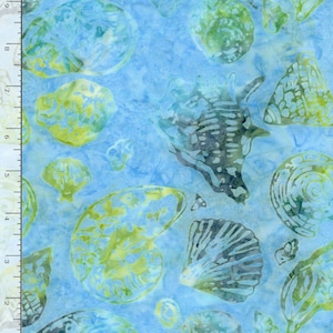 Tonga Scuba Batiks - Blue Seashells - By Tonga Batiks For Timeless Treasures - Sold By The Yard Cut Continuous - In Stock And Ships Today
