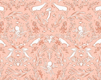 Le Mer - Mermaid Toile - By Clara Jean For Dear Stella Designs - Sold By The Yard Cut Continuous - In Stock And Ships Today