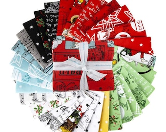 All About Christmas - Deluxe Fat Quarter Bundle 35pc/bundle - By J. Wecker Frisch For Riley Blake - Sold By Bundle - In Stock Ships Today