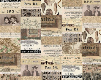 Tim Holtz-palet neutraal - neutrale collage - door Tim Holtz voor FreeSpirit Fabrics - per stuk verkocht - op voorraad en vandaag verzonden