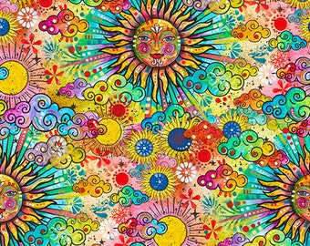 Stargazer - Rising Sun - By Dean Russo For 3 Wishes Fabric - Sold by the Yard and Cut Continuous - In Stock And Ships Today