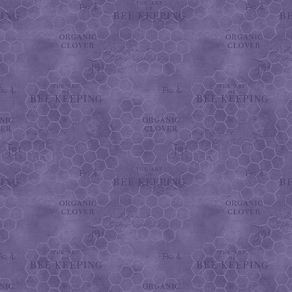 Purple Honeycomb Texture Cotton Fabric by the Yard or Select Length 27611-660 The Art of Beekeeping Wilmington Prints