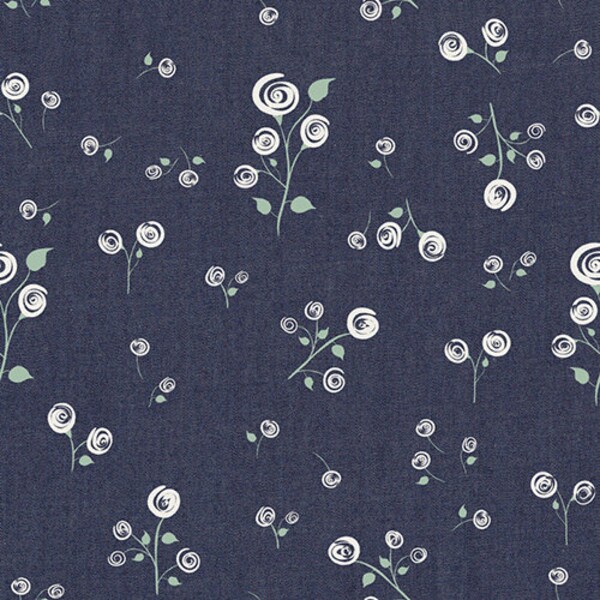 Smooth Denim - 60" Rosebud Falls - By The Denim Studio by Art Gallery Fabrics - Sold By The Yard!  And Cut Continuous - Ships Today