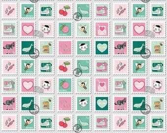 Mint For You - Gray Stamps - By Melissa Mortenson For Riley Blake Designs - Sold by the Yard - In Stock and Ships Today