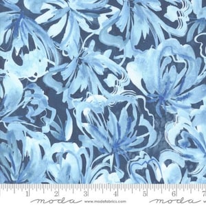 Sunshine Blue Skies - Indigo Flower Burst - By Create Joy Project For Moda Fabrics - Sold By The Continuous Yard - Ships Today