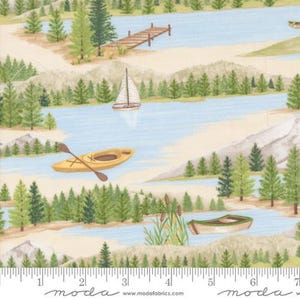On Lake Time - Lake Scene - By Deb Strain For Moda Fabrics - Sold by the Yard and Cut Continuous - In Stock and Ships Today