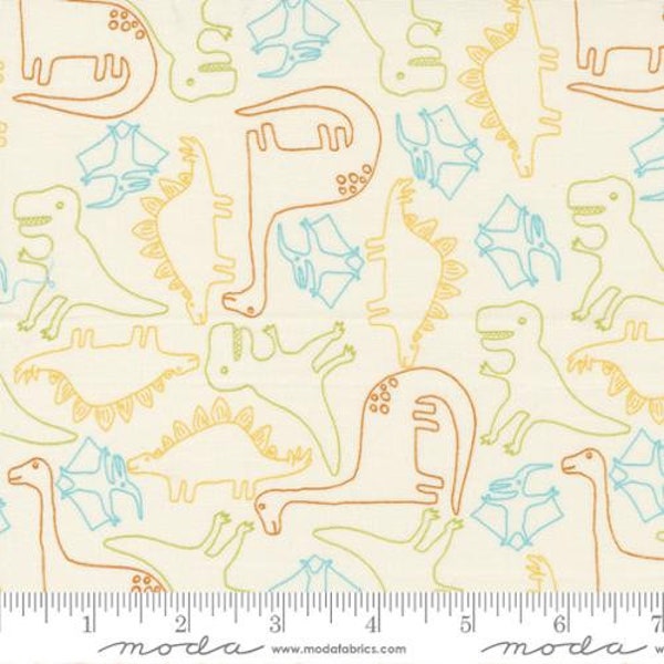 Stomp Stomp Roar - Roar, Bone - By Stacy Iest Hsu For Moda Fabrics - Sold By The Continuous Yard - In Stock And Ships Today