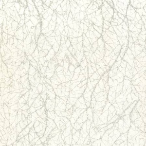 Peut inclure: Tissu blanc cassé avec un motif détaillé en forme de toile d'araignée gris argenté. Le motif présente un réseau de lignes interconnectées, créant un aspect texturé. L'esthétique générale est subtile et élégante, adaptée à diverses applications de conception.