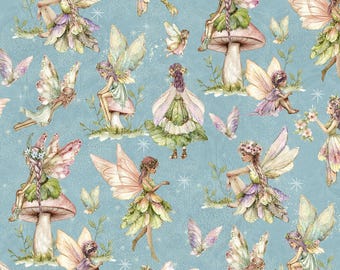 Fairy Boutique – Türkisfarbene Waldelfen – Von Graphic 45 für Lumin Fabrics – Erhältlich als Meterware und am Stück zugeschnitten – Sofort lieferbar