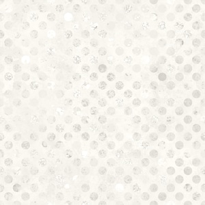 May include: A repeating pattern of light gray and white circles arranged in a grid on a textured off-white background. The circles feature a distressed, weathered appearance with varying levels of opacity and subtle mottled surface details.