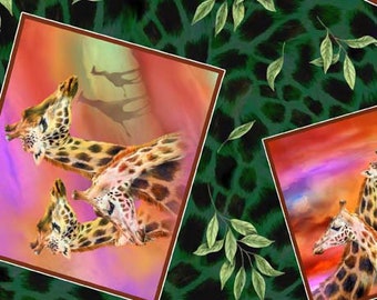 Giraffe Safari - Green Tossed Patches - By Carol Cavalaris For QT Fabrics - Sold By The Continuous Yard - In Stock Ships Today