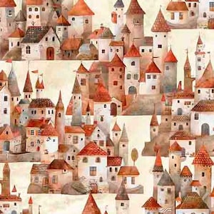 Dragon Dreams - Tan Castles - By Morris Creative Group For QT Fabrics - Sold By The Yard Cut Continuous - In Stock Ships Today