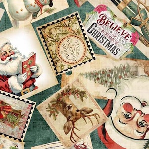 Meraviglioso periodo natalizio - Collage natalizio - Di Morris Creative Group per tessuti QT - Venduto tagliato su misura Taglio continuo - Spedito oggi