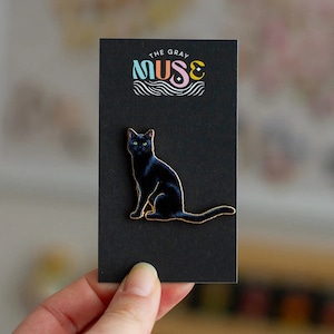 Enamel Pin - Black Cat Enamel Pin - By The Gray Muse  - In Stock And Ships Today!