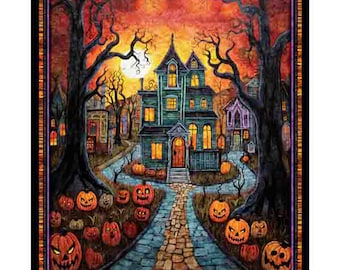 Creepin' It Real - 36" Haunted House Panel - By Morris Creative Group For QT Fabrics - Sold By The Panel - In Stock And Ships Today