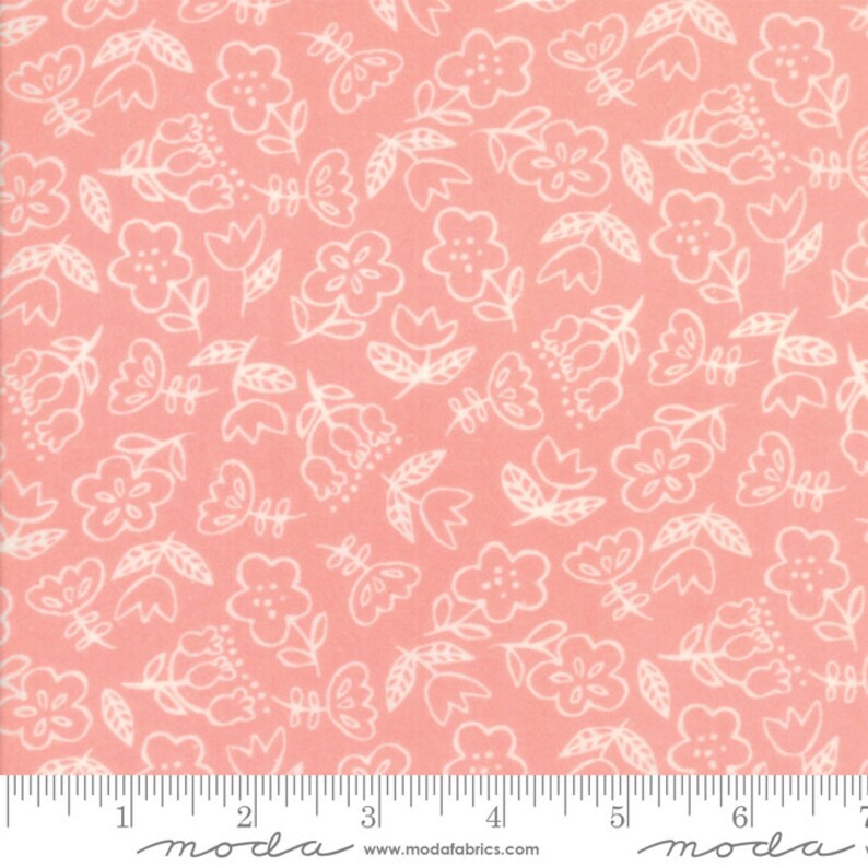 Moda Soft Sweet Flannel Dancing Flowers Pink by Stacy Iest Hsu Sold by the Yard and Cut Continuous