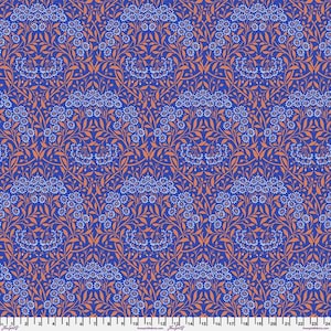 Kaffe x Morris And Co - Cobalt Michaelmas Daisy - By Kaffe Fassett x The Original Morris & Co For FreeSpirit Fabrics - Sold By Yard In Stock