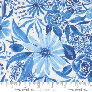 Sunshine Blue Skies Canvas - Water Watercolor - By Create Joy Project For Moda Fabrics - Sold By The Continuous Yard - Ships Today