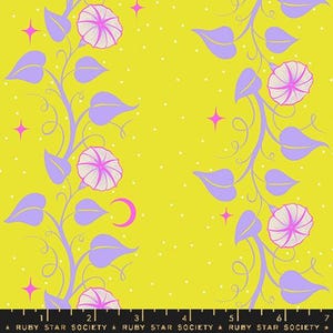 Glow Garden - Citron Moon Vines - Di Sarah Watts per Ruby Star Society - Venduto a metro continuo - Disponibile in magazzino. Spedizione oggi stesso