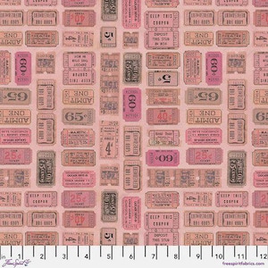 Tim Holtz Palette Pink - Pink Tickets - By Tim Holtz For FreeSpirit Fabrics - Sold By The Continuous Yard -In Stock And Ships Today