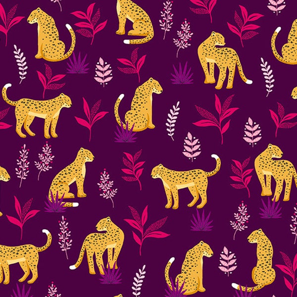 Jewel Tones - Purple Cheeky Leopard - By Makower UK For Andover Fabrics - Sold By The Yard And Cut Continuous - In Stock And Ships Today