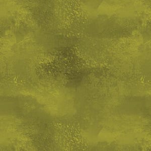 May include: A solid olive green fabric featuring a textured, mottled surface pattern with varying shades of dark and light green. The material displays a distressed, painterly aesthetic with uneven color distribution across the entire square field.