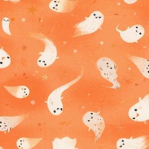 Pumpkin Pals - Orangeade Ghosts - Von Kathryn Selbert Für Robert Kaufman Fabrics
