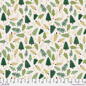 Cabane de Noël - Joy Pines - par Mia Charro pour les tissus FreeSpirit - vendu par yard continu - en stock expédié aujourd'hui