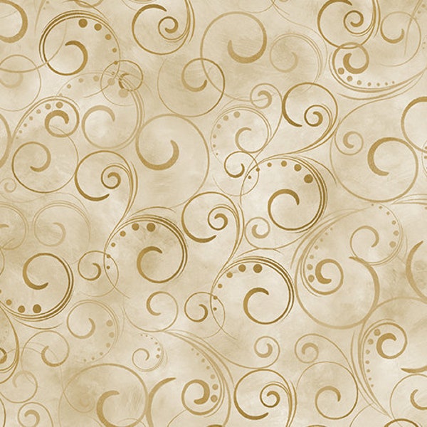 Swirling Splendor - Tan 108" Wide Quilt Back - by Kanvas Studio - Sold By the Yard and Cut Continuous - In Stock and Ships Today