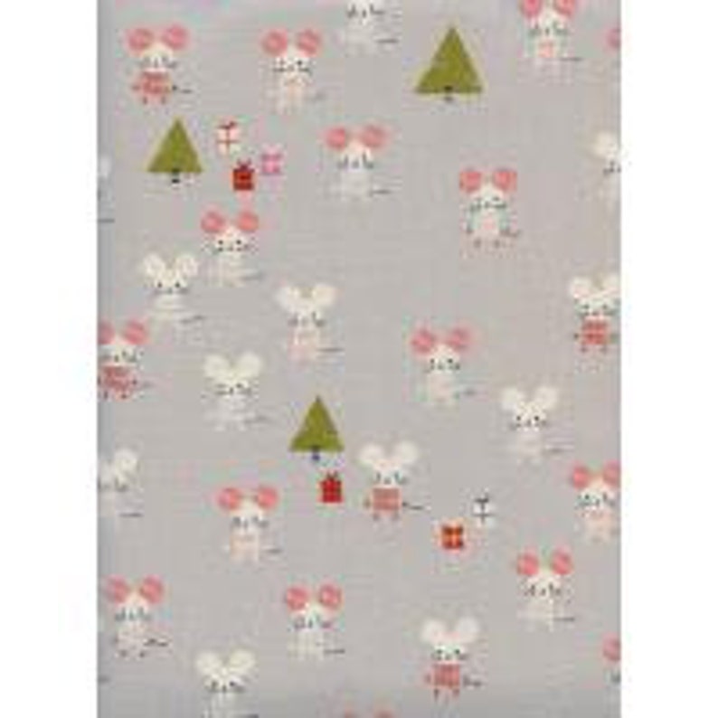 Cotton Sold by the Half-Yard and cut Continuous Steel Frost Little Friends Natural Unbleached Cotton Fabric
