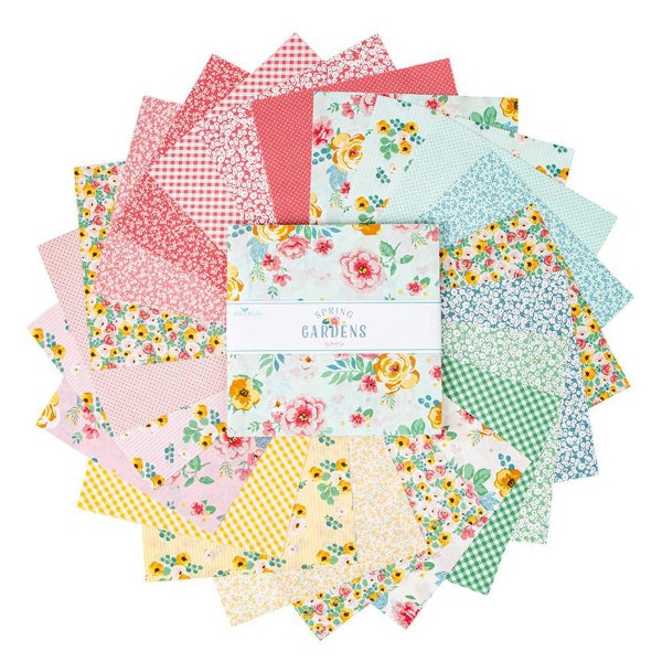 Spring Gardens - Layer Cake 42pc/bundle - By My Mind's Eye For Riley Blake Designs - Sold By The Bundle - In Stock And Ships Today