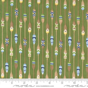On Lake Time - Evergreen Patterned Paddles - By Deb Strain For Moda Fabrics - Sold by Yard and Cut Continuous - In Stock and Ships Today