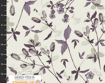 Tela Avalana Knit de 160 cm - Estampado de flores moradas - De Stof Fabrics - Se vende cortada a medida - Disponible y se envía hoy