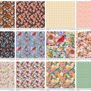 Bird Garden - Paquete de 12 piezas de tela Fat Quarter - De Mia Charro para FreeSpirit Fabrics - Se vende por paquete - Disponible y envío hoy