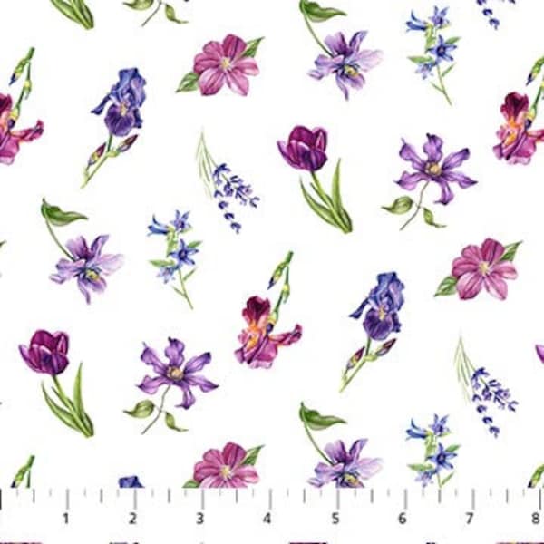 Deborah's Garden - Floral Toss - By Michel Design Works For Northcott Fabrics - Sold By Continuous Yard - In Stock Ships Today