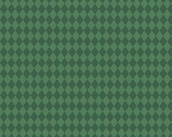 Pode incluir: Um tecido verde com um padrão de losangos repetido. O tecido é de cor verde escuro com um padrão de losangos verde claro.