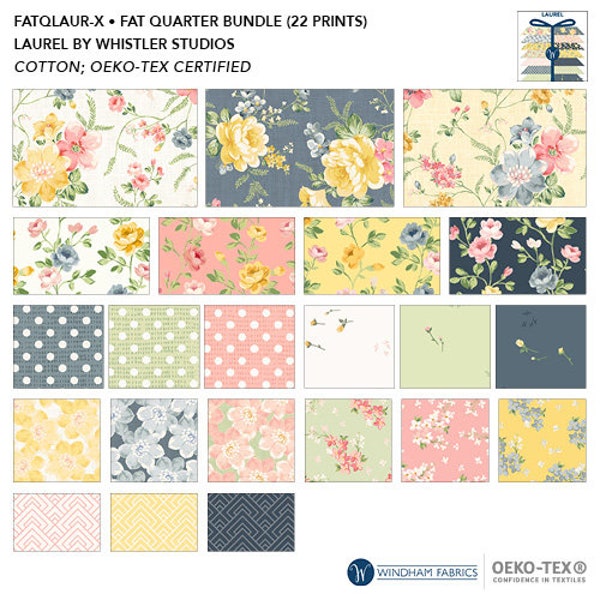 Laurel - Fat Quarter 22pc/bundle - By Whistler Studios For Windham Fabrics - Sold By The Bundle - In Stock And Ships Today