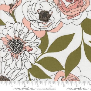 Botany - Paper Cabbage Rose - by Alli K Designs for Moda Fabrics - Sold By The Continuous Yard - In Stock And Ships Today