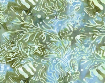 Sea Life Batik - Fish And Coral - By Banyan Batiks - Sold By Yard Cut Continuous- In Stock and Ships Today