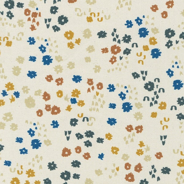 Riverbend Big Sur Canvas - Natural Flower Mix - By Anna Graham For Robert Kaufman Fabrics - Sold By Yard Cut Continuous - Ships Today