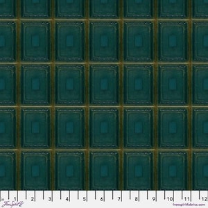 Tim Holtz Palette Teal - Teal Tiles - By Tim Holtz For FreeSpirit Fabrics - Sold By The Continuous Yard - In Stock And Ships Today